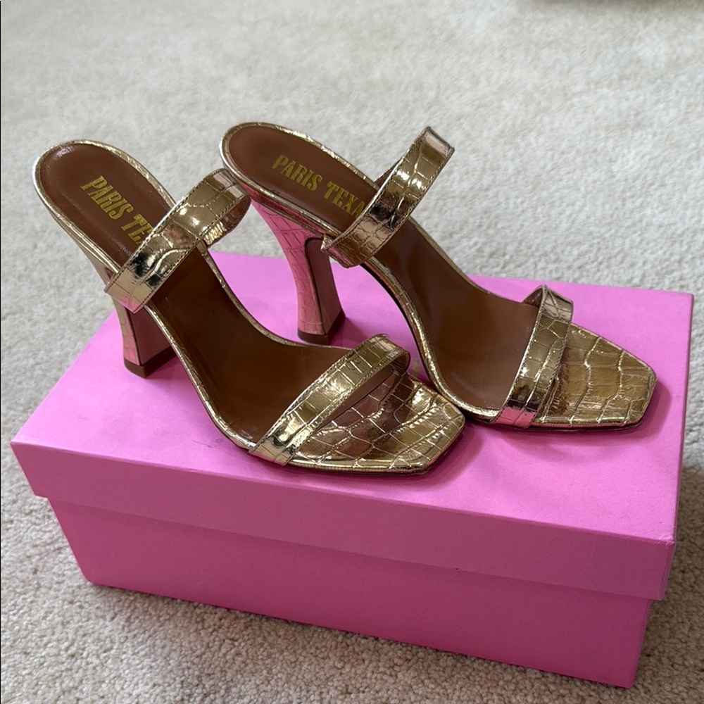 Paris Texas Gold Heels with Reflective Finish